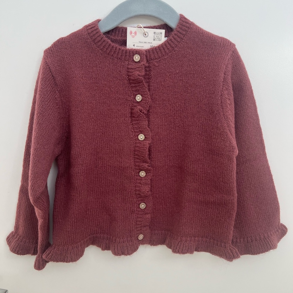 Zara Kids Ruffled Cardigan - Mauve - Picture 3 of 7